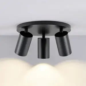 Comparateur de prix : Deko-Light Spot pour plafond CAN TILT, noir, Ø 25 cm, à 3 lampes, méta...