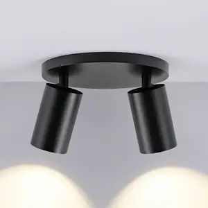 Deko-Light Spot pour plafond CAN TILT, noir, Ø 20 cm, à 2 lampes métal... pas cher