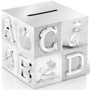 Comparateur de prix : Zilverstad A6016260 Tirelire Cube Grand ABC Argenté Laqué