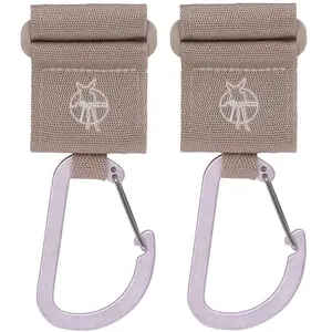 Comparateur de prix : Lässig Fixation pour poussette (2 pcs.) fermeture autoagrippante Crochet Mousqueton Crochets pour poussette Crochets pour faire les courses Métal/Stroller Hooks with Carabiner beige 1107007301