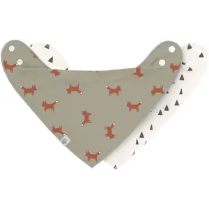 Lot de 2 bandanas bébé Lässig Little Forest Renard - vert/blanc - TU pas cher