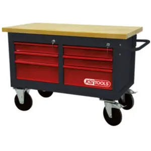 Kstools - Etabli d'atelier,6 tiroirs,roues 840x1200x600mm pas cher