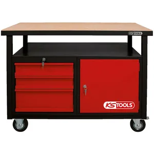 KS Tools 865.0101 Etabli roulant d'atelier professionnel 1 porte et 3 tiroirs
