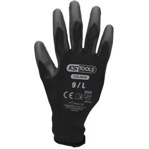 Comparateur de prix : KS Tools 310.0470 Gants microfibres Taille L 12 paires Noir