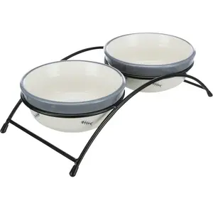 Trixie Set Écuelles Eat On Feet, Céramique, 2 × 0,25 L/Ø 12,5 Cm, Rouge/Noir/Crème - Mon Animalerie