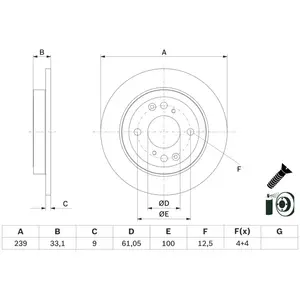 BOSCH Disques de frein pour HONDA: Jazz (Ref: 0 986 479 E95) pas cher