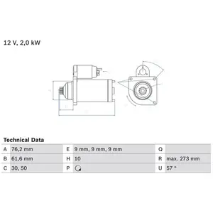 BOSCH Démarreur pour VOLKSWAGEN: Transporter (Ref: 0 986 021 870) pas cher