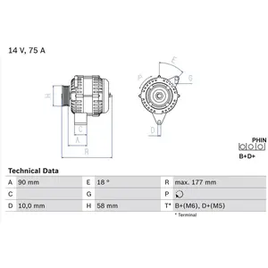 BOSCH Alternateur pour SMART: Roadster, Crossblade, Fortwo (Ref: 0 986 049 111) pas cher