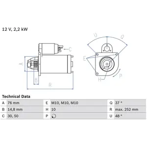 Comparateur de prix : BOSCH Démarreur pour FORD: Focus, Fiesta, Courier (Ref: 0 986 022 631)