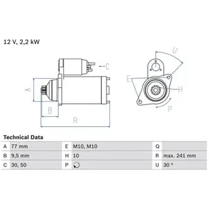 Démarreur 0 986 022 700 Bosch Mitsubishi Bosch 2270 pas cher
