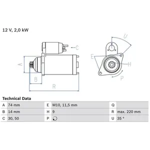 Démarreur / Démarreur 0 986 023 560 Bosch Mini; Toyota Bosch 2356 pas cher