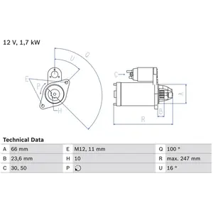 Comparateur de prix : BOSCH Démarreur pour AUDI: A5, A4, A6, Q5 (Ref: 0 986 024 030)
