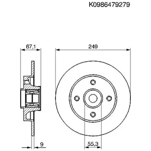 Disque de frein BOSCH 0 986 479 279 (Vendu à l'unité) - Réf. 0986479279 pas cher