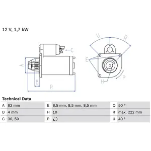Comparateur de prix : Bosch Démarreur, 12 V, par ex. pour Opel, Vauxhall