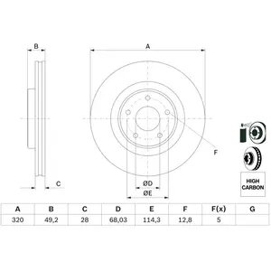 BOSCH Disques de frein pour INFINITI: Q50 (Ref: 0 986 479 F33) pas cher
