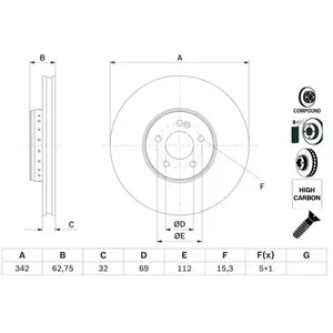 Disque de frein BOSCH 0 986 479 G37 (Vendu à l'unité) - Réf. 0986479G37 pas cher
