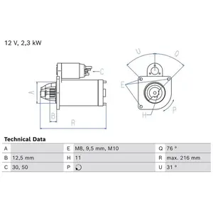 Comparateur de prix : BOSCH Démarreur pour VOLVO: V50, V40, S60, V60, S80, V70, S40 (Ref: 0 986 026 100)