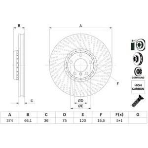 Comparateur de prix : BOSCH Disques de frein pour BMW: Série 7, Série 5 (Ref: 0 986 479 E63)
