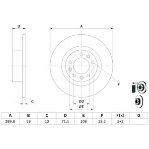 Disque de frein BOSCH 0 986 479 F08 arrière, plein, 1 pièce pas cher