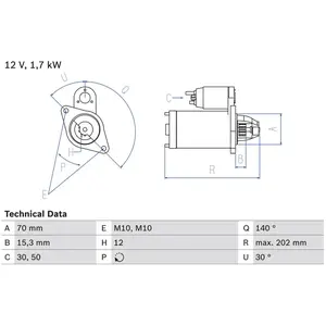 Comparateur de prix : Bosch Démarreur, 12 V, par ex. pour Mercedes-Benz