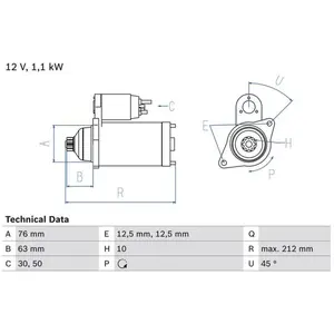 Comparateur de prix : BOSCH Démarreur pour VOLKSWAGEN: Touran, Golf, Scirocco, Passat, Jetta, Polo & SKODA: Superb, Octavia, Yeti, Fabia, Roomster (Ref: 0 986 027 090)