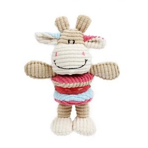 Ebi Jouet Chien - Europet Peluche Cow play Beige et rose - 21 x 15,5 cm pas cher