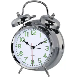 Hama - nostalgia réveil à quartz argent rond (00186326) pas cher