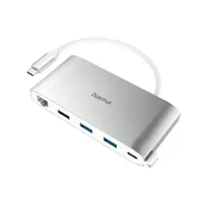 Hama Adaptateur multiport USB-C, 8 ports, 3 x USB-A, USB-C, VGA, HDMI, LAN pas cher