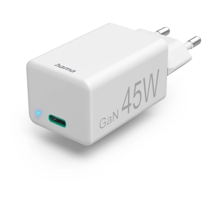 Hama Chargeur rapide, USB-C, PD/Qualcomm®/GaN, mini-chargeur, 45 W, blanc pas cher