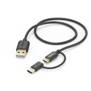 Comparateur de prix : Hama Câble micro-USB 2 en 1 avec adaptateur USB Type-C, 1 m, noir