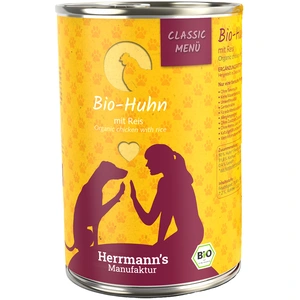 Herrmanns Herrmann's Menu Bio Classic 6 x 400 g pour chien - poulet bio, riz bio pas cher