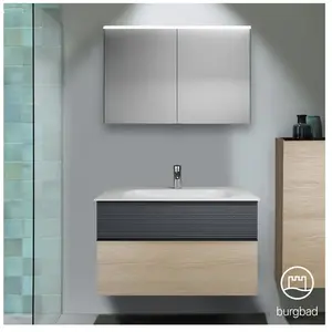 Burgbad Fiumo Vasque avec meuble bas et armoire de toilette, SFXV102F3959FOT56C0001G0