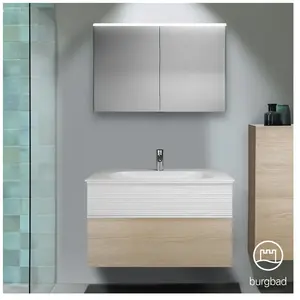 Burgbad Fiumo Vasque avec meuble bas et armoire de toilette, SFXV102F3959FOT2C0001G02 pas cher
