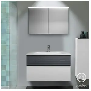 Burgbad Fiumo Vasque avec meuble bas et armoire de toilette, SFXV102F3956FOT56C0001G0 pas cher