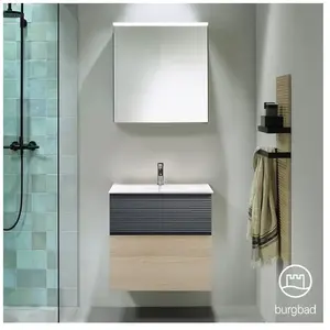 Burgbad Fiumo Vasque avec meuble bas et armoire de toilette, SFXV062LF3959FOT56C0001G