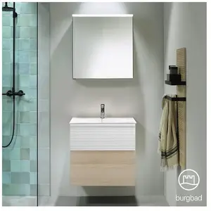 Burgbad Fiumo Vasque avec meuble bas et armoire de toilette, SFXV062LF3959FOT2C0001G0 pas cher
