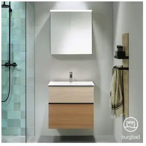 Burgbad Fiumo Vasque avec meuble bas et armoire de toilette, SFXV062LF3960FOT45C0001G pas cher