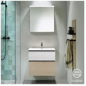 Burgbad Fiumo Vasque avec meuble bas et armoire de toilette, SFXV062LF3959FOT2C0001G0 pas cher