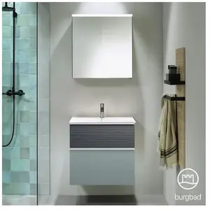 Burgbad Fiumo Vasque avec meuble bas et armoire de toilette, SFXV062LF3957FOT56C0001G pas cher