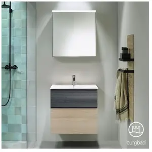 Burgbad Fiumo Vasque avec meuble bas et armoire de toilette, SFXV062RF3959FOT56C0001G