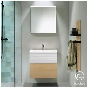 Burgbad Fiumo Vasque avec meuble bas et armoire de toilette, SFXV062RF3959FOT2C0001G0 pas cher