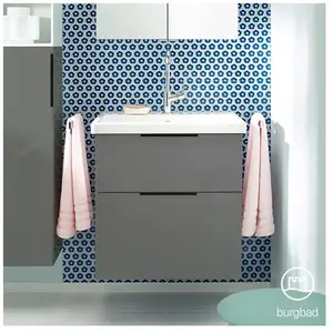 Burgbad Eqio Vasque en céramique avec meuble bas, 2 tiroirs, SEYQ063F2010C0001G0200, pas cher