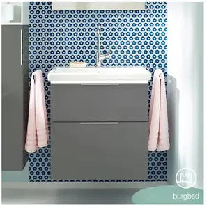 Burgbad Eqio Vasque en céramique avec meuble bas, 2 tiroirs, SEZA063F2010C0001G0146,
