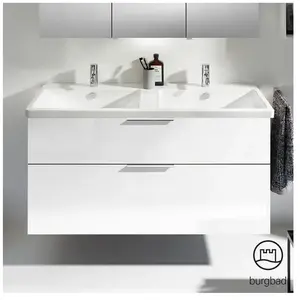 Burgbad Eqio Vasque en céramique avec meuble bas, 2 tiroirs, SEYS123F2... pas cher