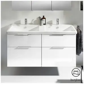 Burgbad Eqio Vasque en céramique avec meuble bas, 4 tiroirs, SEYT123F2... pas cher