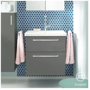 Burgbad Eqio Vasque en céramique avec meuble bas, 2 tiroirs, SEYQ063F2010C0001P95, pas cher