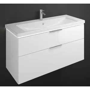 Burgbad Eqio Vasque en céramique avec meuble bas, 2 tiroirs, SEZA123F2009C0001G0146,