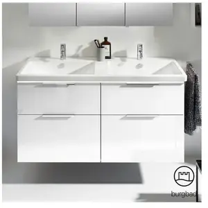 Burgbad Eqio Vasque en céramique avec meuble bas, 4 tiroirs, SEZD123F2... pas cher