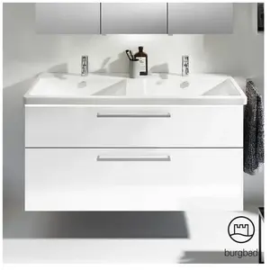 Burgbad Eqio Vasque en céramique avec meuble bas, 2 tiroirs, SEZC123F2009C0001P95, pas cher