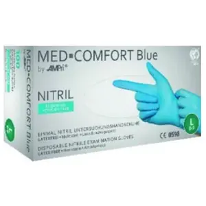 Ampri - 100x gants jetables Med Comfort Blue taille l bleu - 01192-L